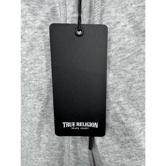 NWT True Religion Terry Applique Joggers Men's 2XL Heather Gray Elastic Waist